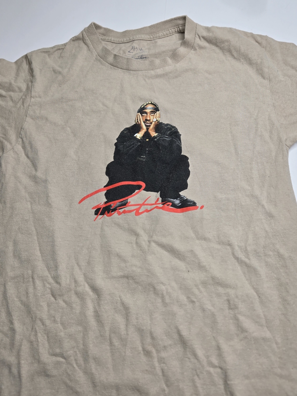 Primitive Beige Graphic Short Sleeve Tee with Red Script
